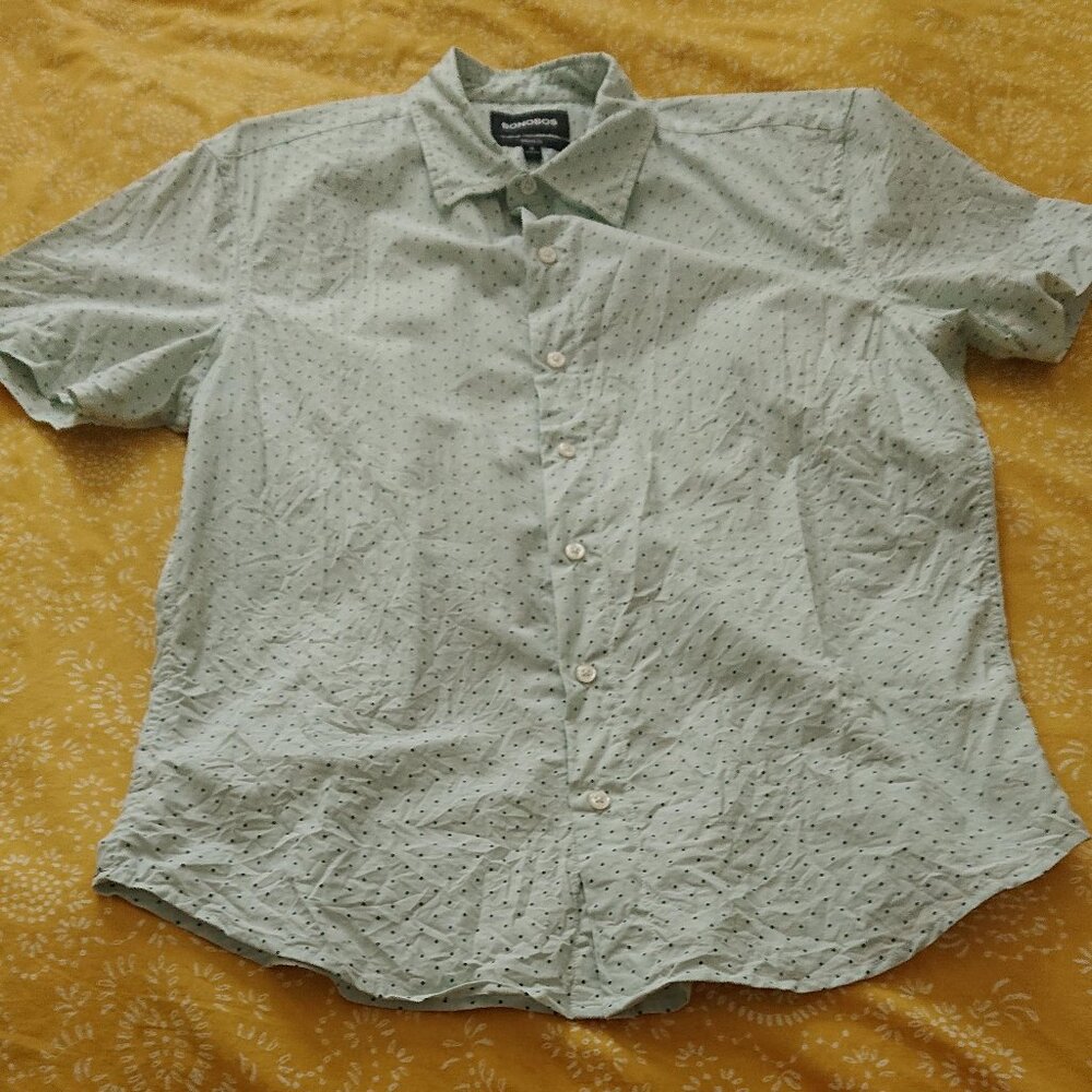 Bonobos Sage Green Dot Medium Athletic Fit Riviera Short Sleeve Shirt